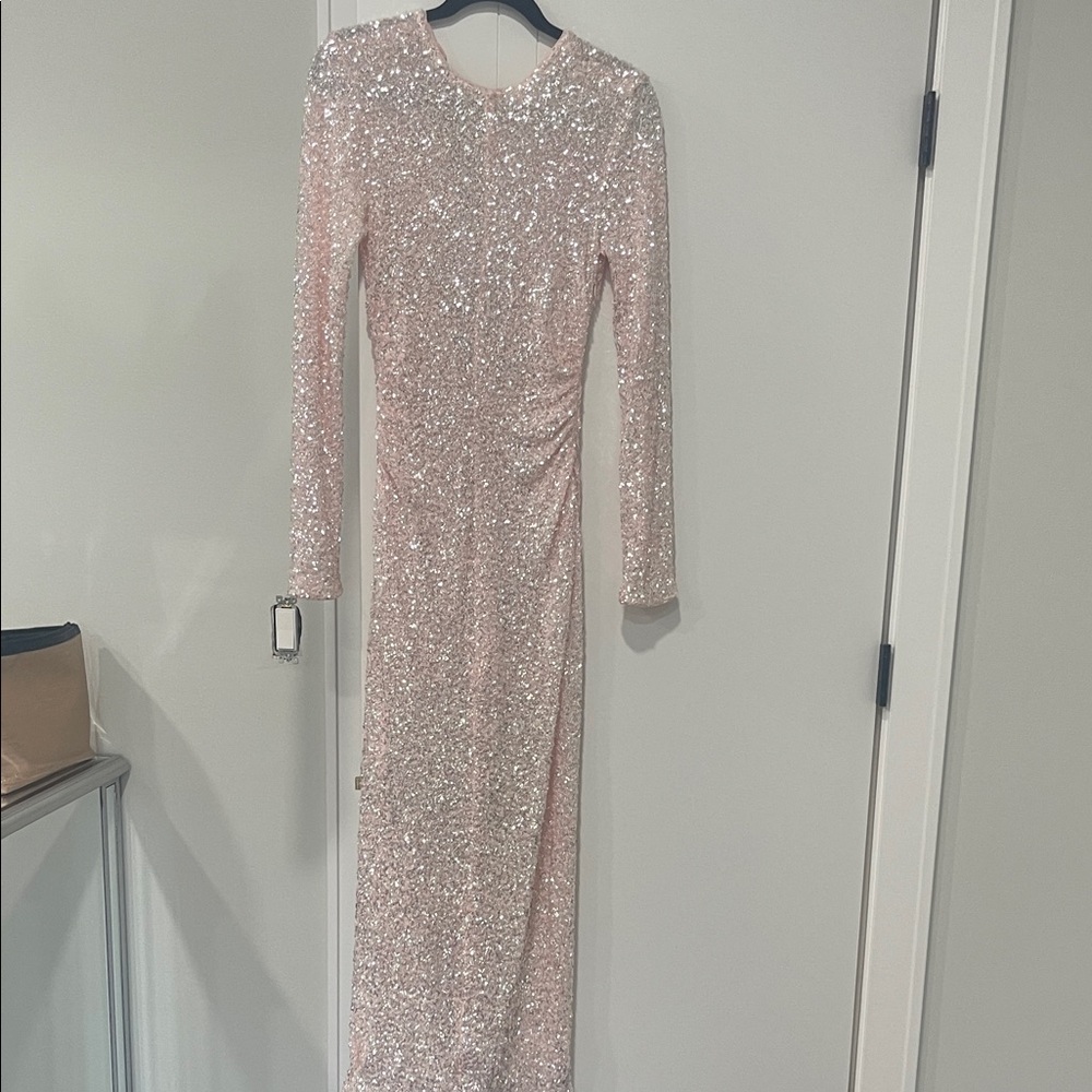 Ganni Sparkling Pink Long Sleeve Dress